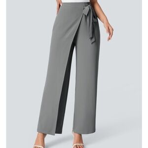 Halara Flex™ High Waisted Tie Side Wide Leg Work Pants gunpowder gray, size L